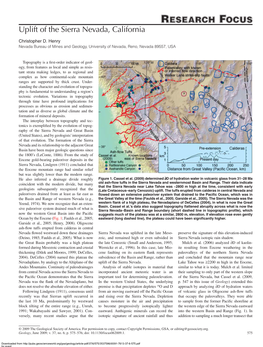 Uplift of the Sierra Nevada, California