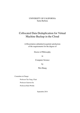 Collocated Data Deduplication for Virtual Machine Backup in the Cloud