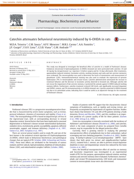 Catechin Attenuates Behavioral Neurotoxicity Induced by 6-OHDA in Rats