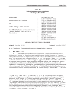 Federal Communications Commission FCC 07-220 Before the Federal