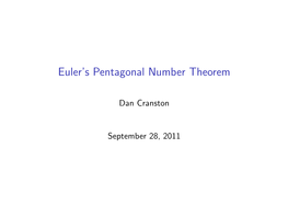 Euler's Pentagonal Number Theorem