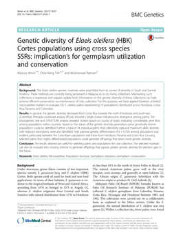 Genetic Diversity of Elaeis Oleifera