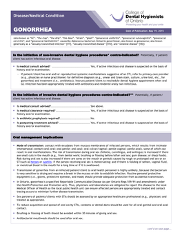 CDHO Factsheet Gonorrhea