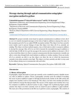 Message Sharing Through Optical Communication Usingcipher Encryption Method in Python