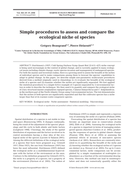 Simple Procedures to Assess and Compare the Ecological Niche of Species