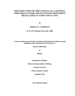 Nfe2l1) As a Hypoxia- Inducible Factor and Its Oxygen-Dependent Regulation in Vitro and in Vivo