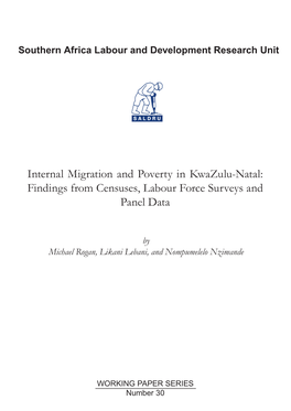 Internal Migration and Poverty in Kwazulu-Natal: Findings from Censuses, Labour Force Surveys and Panel Data