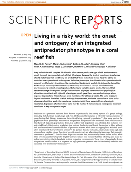 The Onset and Ontogeny of an Integrated Antipredator