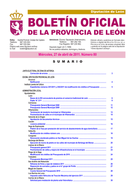 Boletín Oficial De La Provincia De León