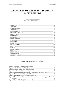 Gazetteer of Selected Scottish Battlefields