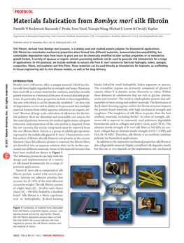 Materials Fabrication from Bombyx Mori Silk Fibroin