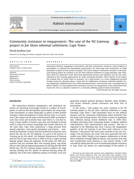 Community Resistance to Megaprojects: the Case of the N2 Gateway Project in Joe Slovo Informal Settlement, Cape Town