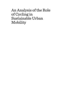 An Analysis of the Role of Cycling in Sustainable Urban Mobility