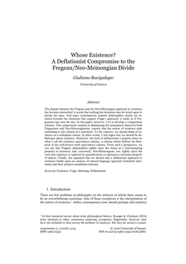 Whose Existence? a Deflationist Compromise to the Fregean/Neo-Meinongiandivide