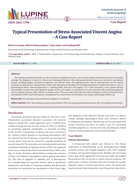 Typical Presentation of Stress Associated Vincent Angina – a Case Report