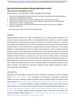 Eye and Hand Movements Disrupt Attentional Control Abbreviated Title: Failed Attentional Control Nina M