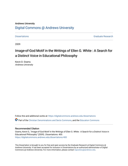 Image-Of-God Motif in the Writings of Ellen G. White : a Search for a Distinct Voice in Educational Philosophy