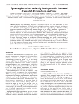 Spawning Behaviour and Early Development in the Naked Dragonfish Gymnodraco Acuticeps CLIVE W