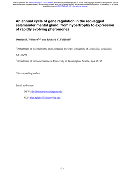 An Annual Cycle of Gene Regulation in the Red-Legged Salamander Mental Gland: from Hypertrophy to Expression of Rapidly Evolving Pheromones