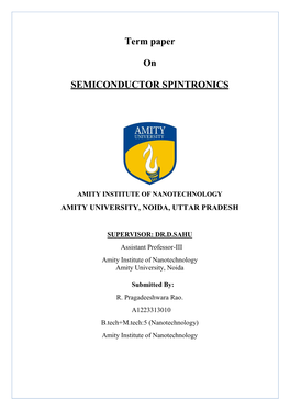 Term Paper on SEMICONDUCTOR SPINTRONICS