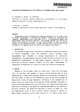 Radioactive Contamination of the Forests of Southern Poland and Finland