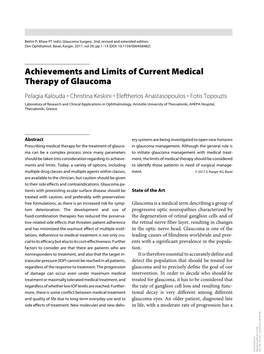 Achievements and Limits of Current Medical Therapy of Glaucoma