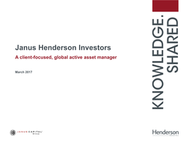 Janus Henderson Investors a Client-Focused, Global Active Asset Manager