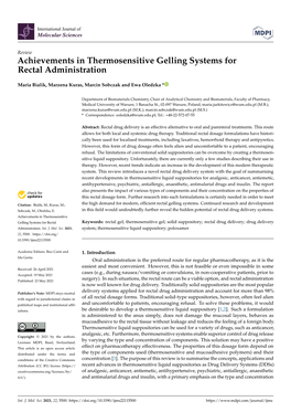 Achievements in Thermosensitive Gelling Systems for Rectal Administration