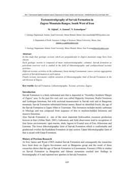 Tectonostratigraphy of Sarvak Formation in Zagros Mountain Ranges; South West of Iran