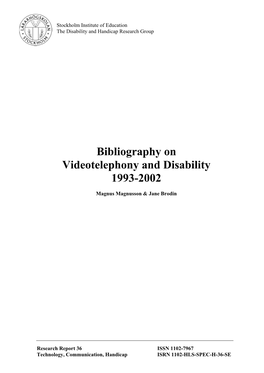 Bibliography on Videotelephony and Disability 1993-2002