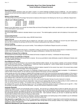 Information About Your Ulster Savings Bank Tiered Certificate of Deposit Account