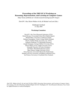 Proceedings of the 2005 IJCAI Workshop on Reasoning