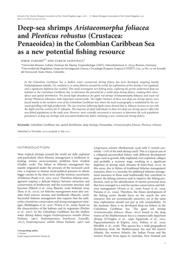 Deep-Sea Shrimps Aristaeomorpha Foliacea and Pleoticus Robustus