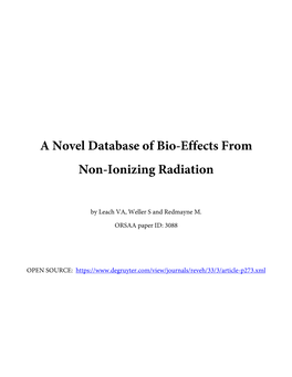 A Novel Database of Bio-Effects from Non-Ionizing Radiation
