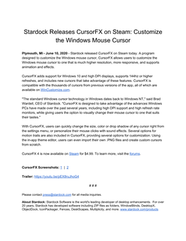 Stardock Releases Cursorfx on Steam: Customize the Windows Mouse Cursor