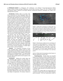 A WRINKLED MOON T. J. Thompson 1, M. S. Robinson1, T. R. Watters2 1Lunar Reconnaissance Orbiter Camera, School of Earth and Spac