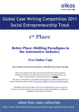 Better Place: Shifting Paradigms in the Automotive Industry