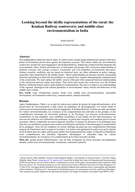 The Konkan Railway Controversy and Middle-Class Environmentalism in India