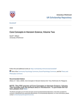 Core Concepts in Heroism Science, Volume Two