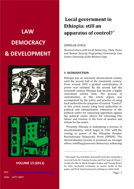 Local Government in Ethiopia: Still an LAW LAW Apparatus of Control? 