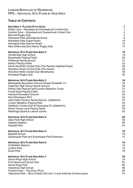 London Borough of Redbridge Pps – Individual Site Plans by Sub Area