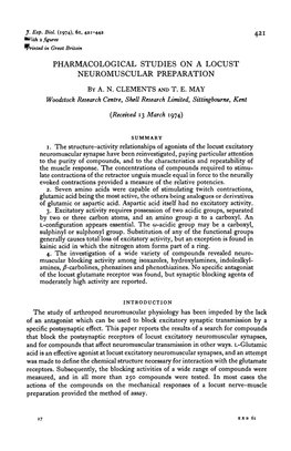 Pharmacological Studies on a Locust Neuromuscular Preparation