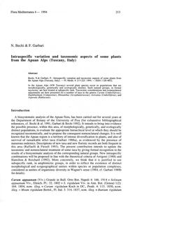 Intraspecific Variation and Taxonomic Aspects of Some Plants from the Apuan Alps (Tuscany, Italy)