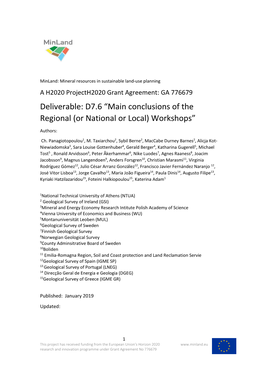D7.6 Main Conclusions of the Regional (Or National Or