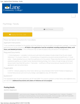 Lane - Applicant Portal | Psychology - Faculty