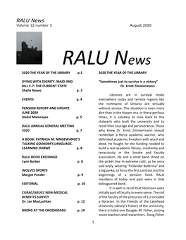 RALU News Volume 12 Number 3 August 2020