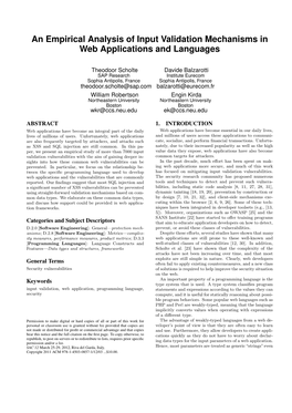 An Empirical Analysis of Input Validation Mechanisms in Web Applications and Languages