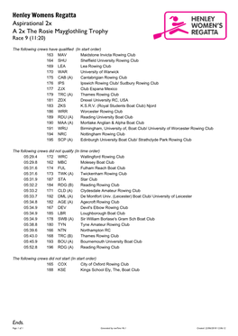 Henley Womens Regatta Aspirational 2X a 2X the Rosie Mayglothling Trophy Race 9 (11:20)