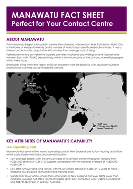 MANAWATU FACT SHEET Perfect for Your Contact Centre