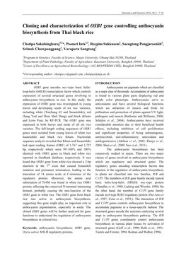 Cloning and Characterization of OSB1 Gene Controlling Anthocyanin Biosynthesis from Thai Black Rice